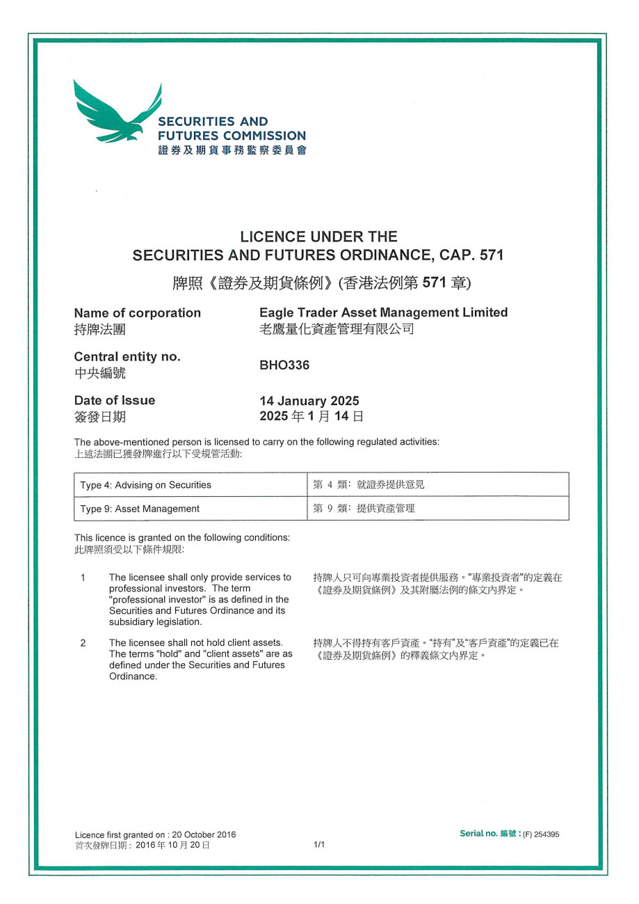 EagleTrader新增香港证监会4号牌照，专业服务再升级！